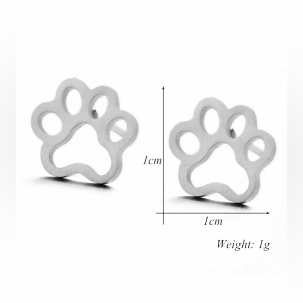 🐾 Paw Print Stainless Steel Stud Earrings NWT